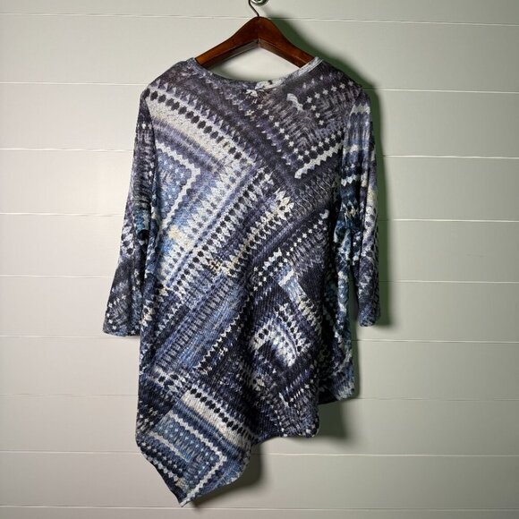 Karen Kane Women's Asymmetrical Blouse Top Size 1X Blues and Gray - Picture 5 of 9